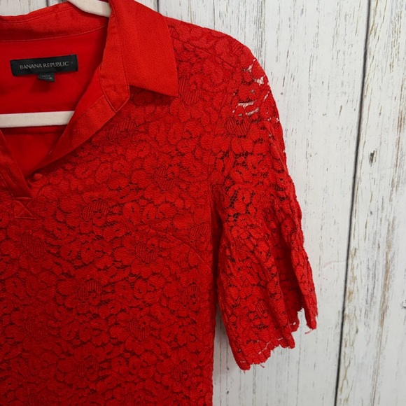 Banana Republic Red Floral Lace Polo Dress - Picture 7 of 11